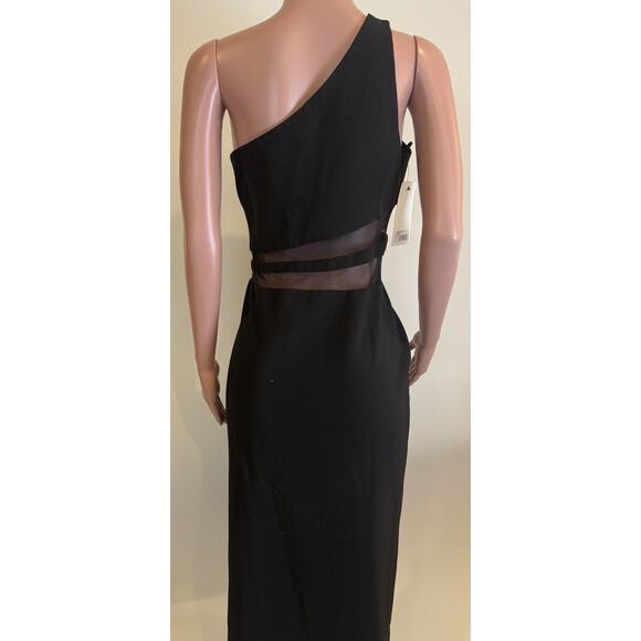 Likely Nolita Gown Womens 10 Black One Shoulder Long Dress Ponte Mesh Formal - Picture 5 of 16